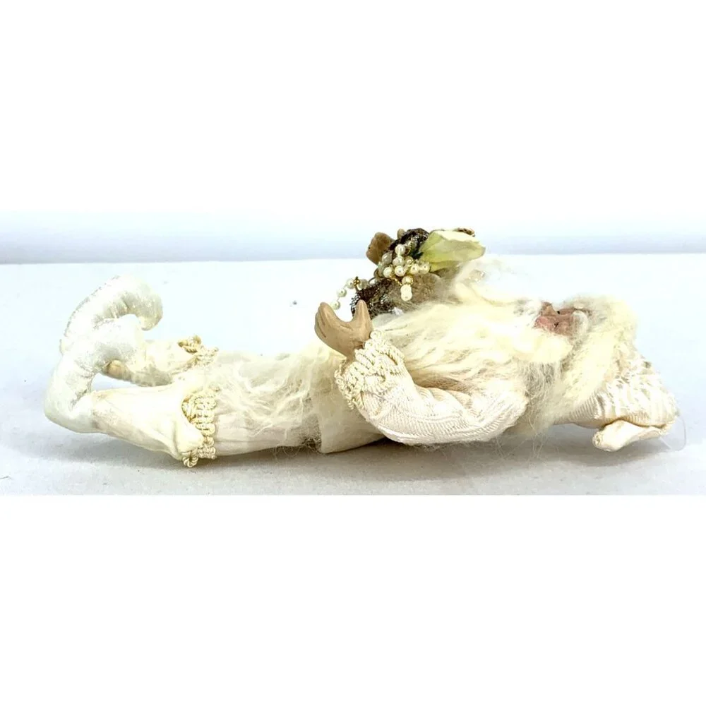 Old World Santa Father Christmas Santa Claus White & Gold Decor 8.5